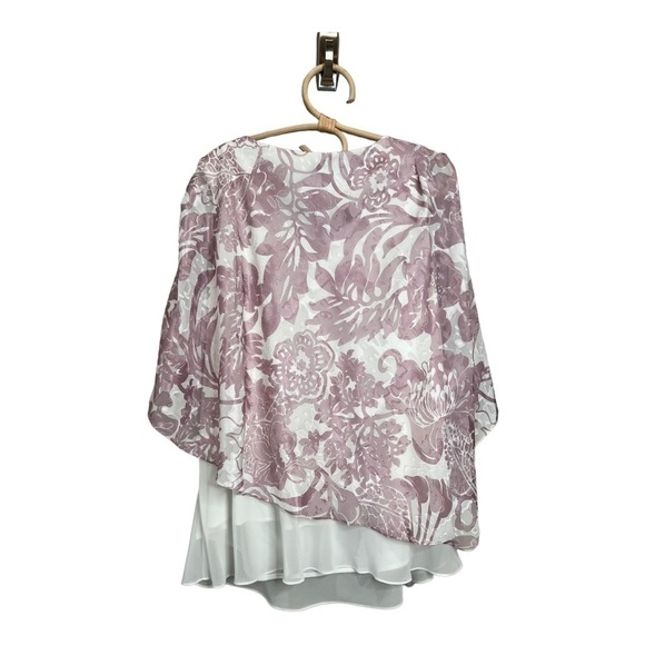 Alex Evenings Lavender Burnout Double Layer Chiffon Occassion Blouse Size 3X NEW - Picture 4 of 16